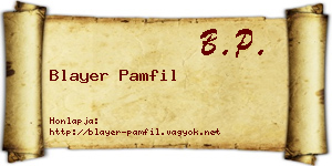 Blayer Pamfil névjegykártya
